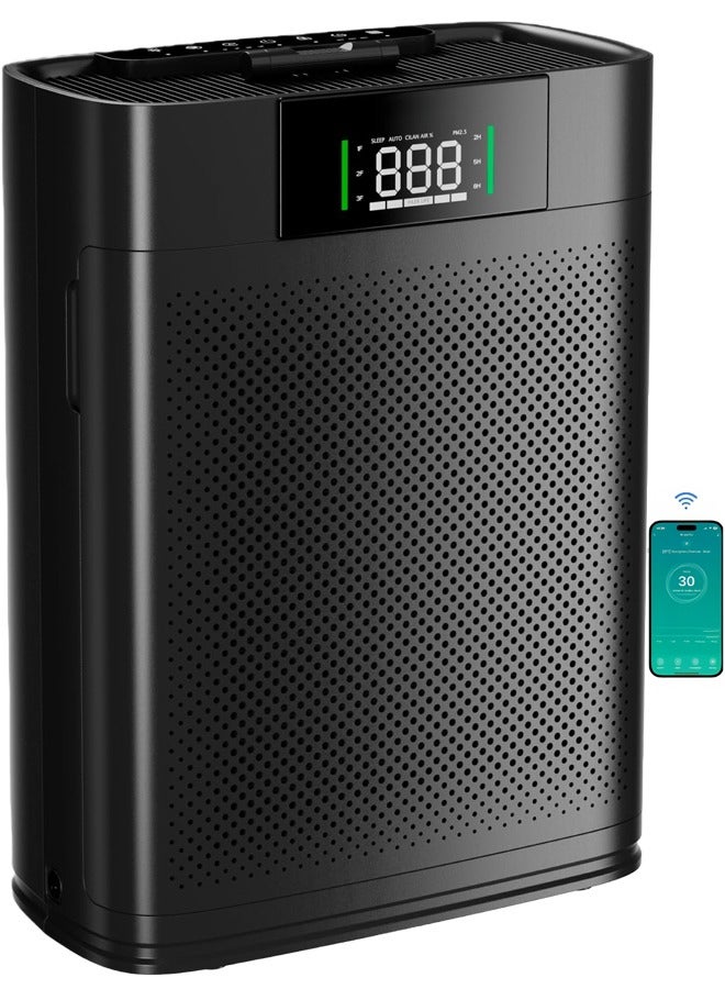 ديانو منقي هواء ذكي للمنازل وغرف كبيرة، مزود بتقنية WiFi، يغطي مساحة تصل إلى 2400 قدم²، مع وضع ذكي، وشاشة عرض جودة الهواء، ووضع نوم هادئ 22 ديسيبل، وتقنية العلاج بالروائح العطرية مع فلترة قوية 2X-Power - Image 1