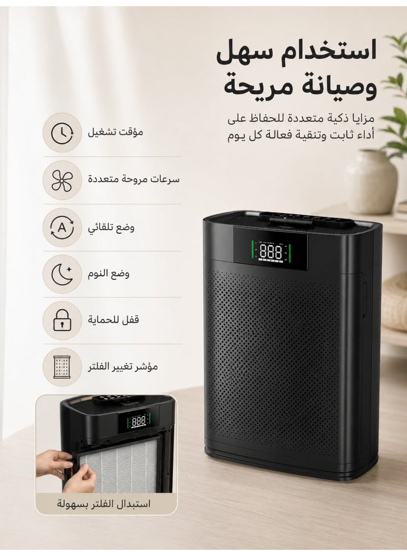 ديانو منقي هواء ذكي للمنازل وغرف كبيرة، مزود بتقنية WiFi، يغطي مساحة تصل إلى 2400 قدم²، مع وضع ذكي، وشاشة عرض جودة الهواء، ووضع نوم هادئ 22 ديسيبل، وتقنية العلاج بالروائح العطرية مع فلترة قوية 2X-Power - Image 4