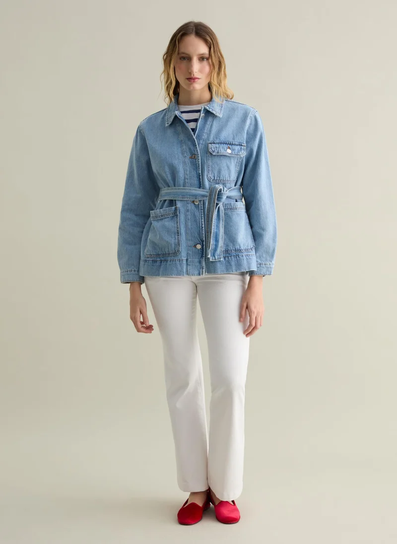 Ovs Denim Shacket With Belt