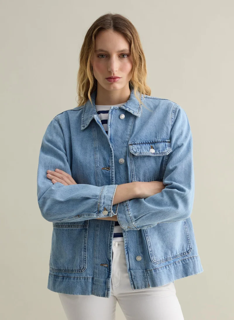 Ovs Denim Shacket With Belt