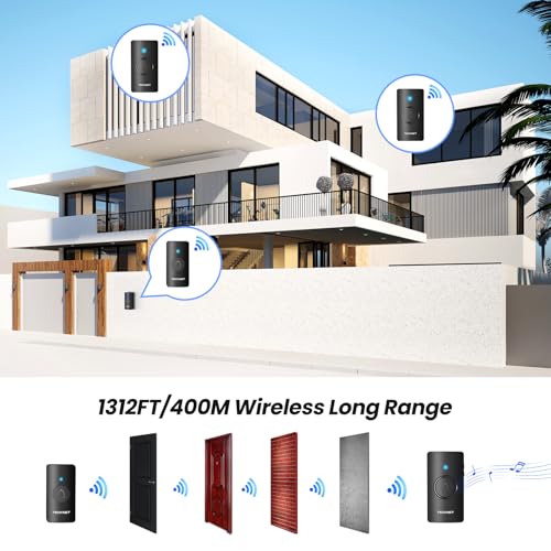 TECKNET Wireless Doorbell 1312FT IP67 Waterproof Classroom Doorbell BatteryPowered Door Bell 60 Chimes 5Level Volume 45year Battery Life Electric Doorbells No Plugin Required for Home - Image 3