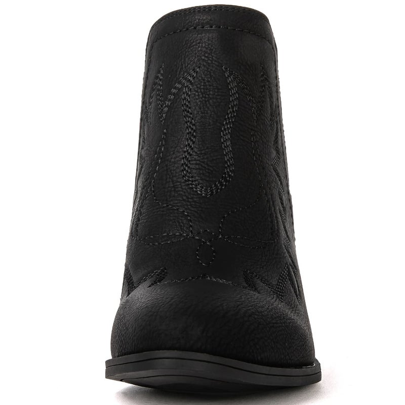 GLOBALWIN Women's Black Cowboy Boots Western Style Comfortable Pull On Short Ankle Cowgirl Boots Low Heel Size 7M - Image 4