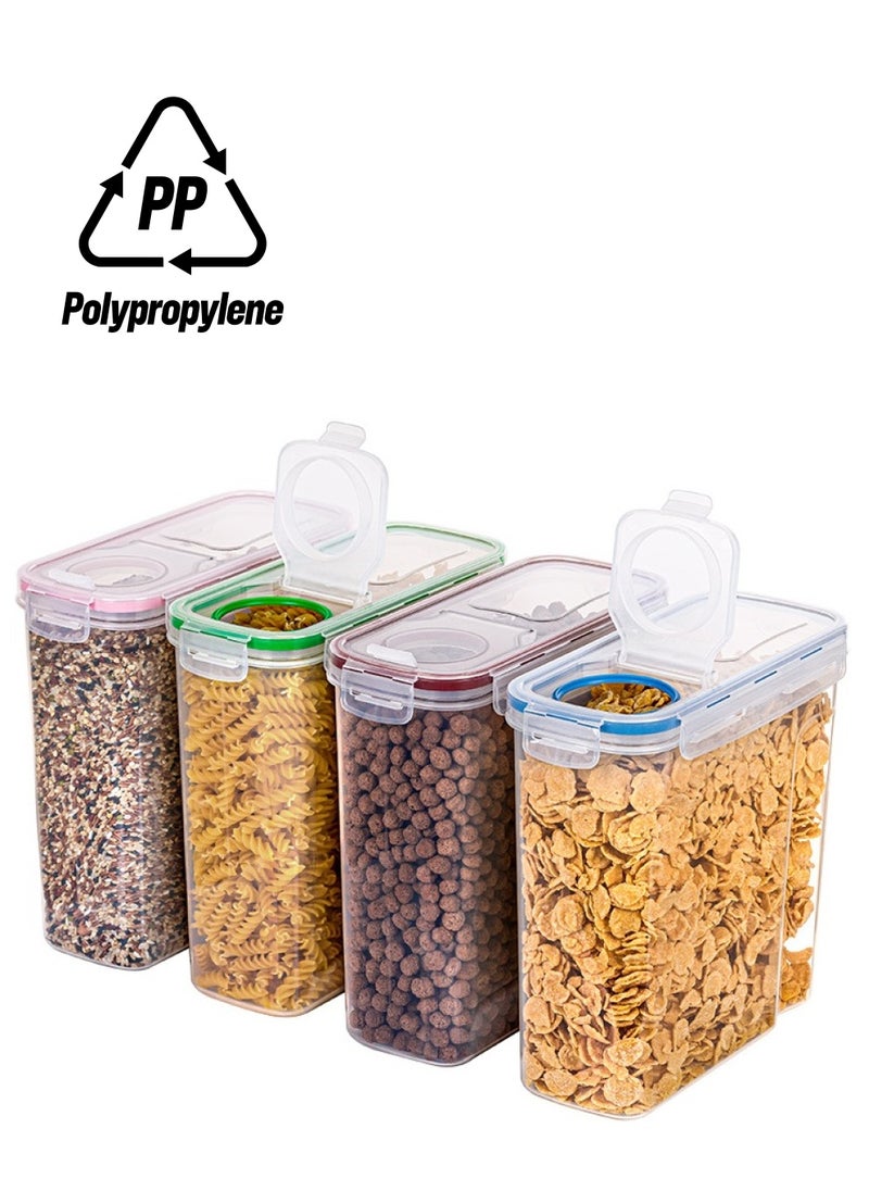 Arabest 4 Pack Cereal & Dry Food Storage Containers,Stackable Boxes Containers for Kitchen Food,Airtight Plastic Kitchen Storage Organizer for Sugar, Snack, Baking Supplies  - Image 1