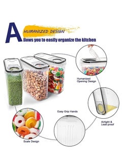 Arabest 4 Pack Cereal & Dry Food Storage Containers,Stackable Boxes Containers for Kitchen Food,Airtight Plastic Kitchen Storage Organizer for Sugar, Snack, Baking Supplies  - Image 2