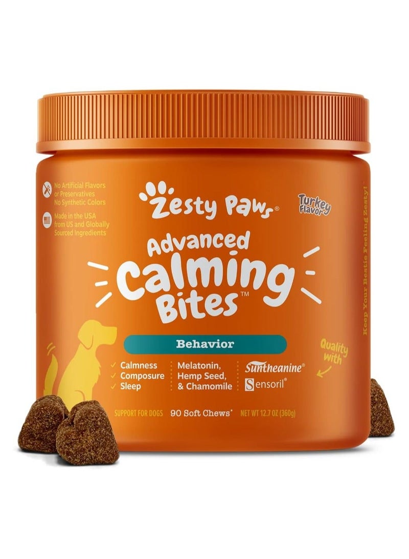 Zesty Paws Advanced Calming Chews for Dogs, Turkey Flavor, Melatonin, 90 Ct - Image 4