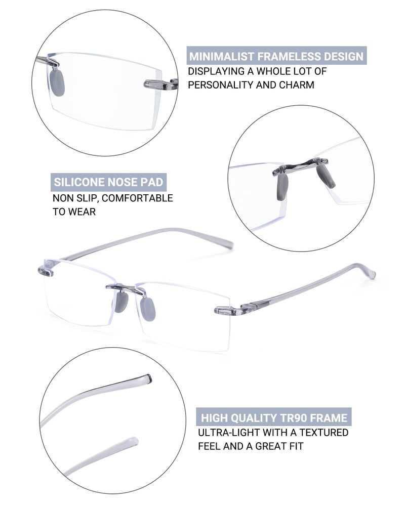 TERAISE Rimless Reading Glasses Comfortable Lightweight Frameless Reader 1 Pack Men and Women Blue Light Blocking Computer Eyeglasses(1.0X) - Image 4