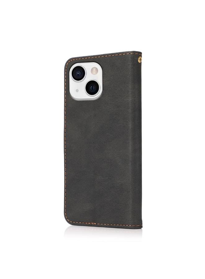 S-TOP Case For iPhone 15 Dual-color Stitching Leather Phone Case - Image 3