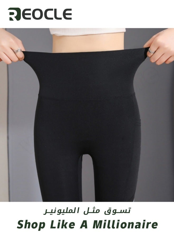 REOCLE Women's High Waisted Leggings Seamless Workout Gym Yoga lifting Pants with Pockets & Fashionable alphabet Decoration - Image 2