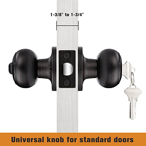 Probrico Door Knobs with Lock and Key, Exterior Door Locks, Flat Ball Knob Style, Oil Rubbed Bronze, 1 Pack - Image 5