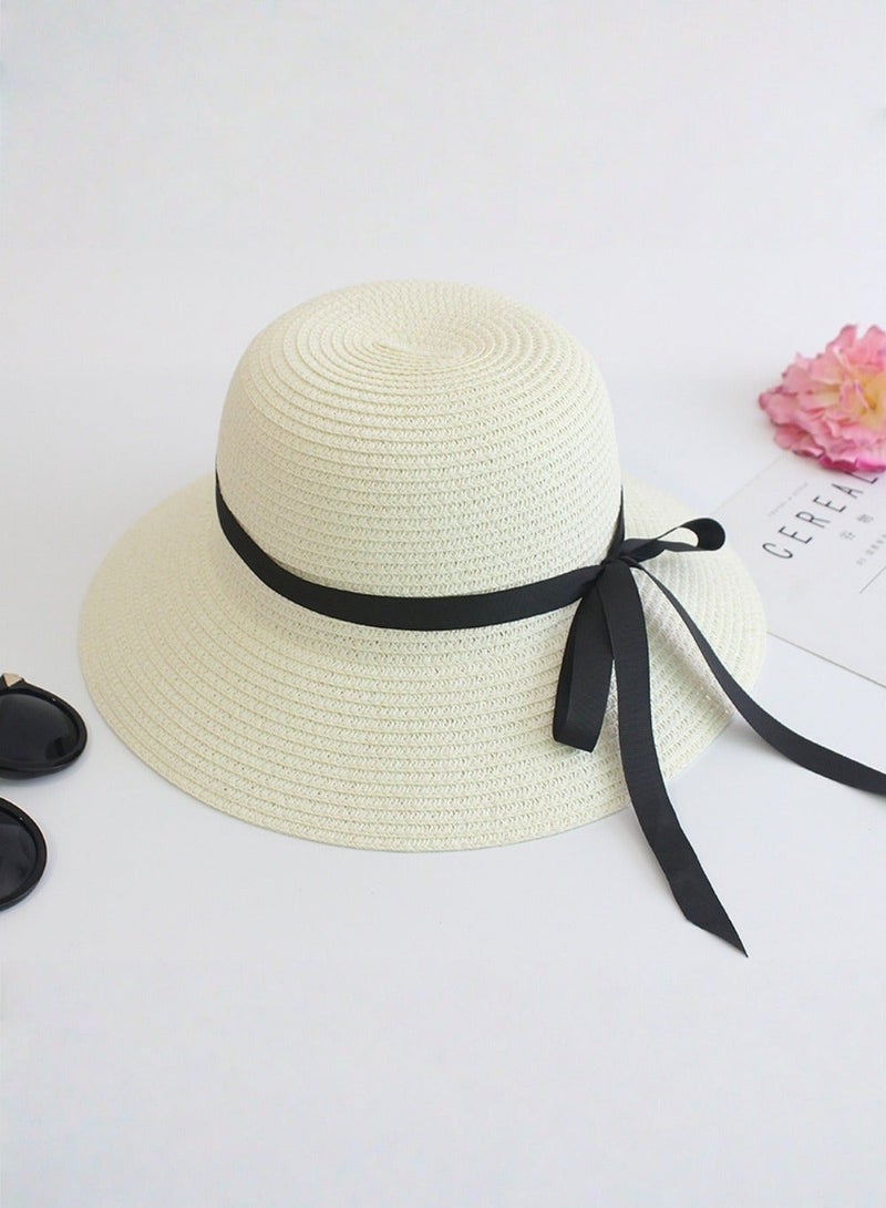 لويال قبعة شمس صيفية نسائية بشريط أسود وقبعة ذات حافة واسعة وقبعة حوض للبالغين قابلة للطي للحماية من الشمس - Image 5