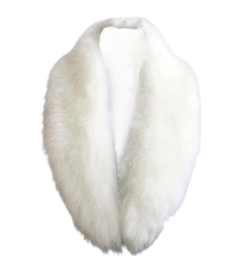 LDFWAY Women's Faux Fur Collar Scarf Wrap Stole Shawl Winter Neck Warmer (White 100cm/39.4inch) - Image 1