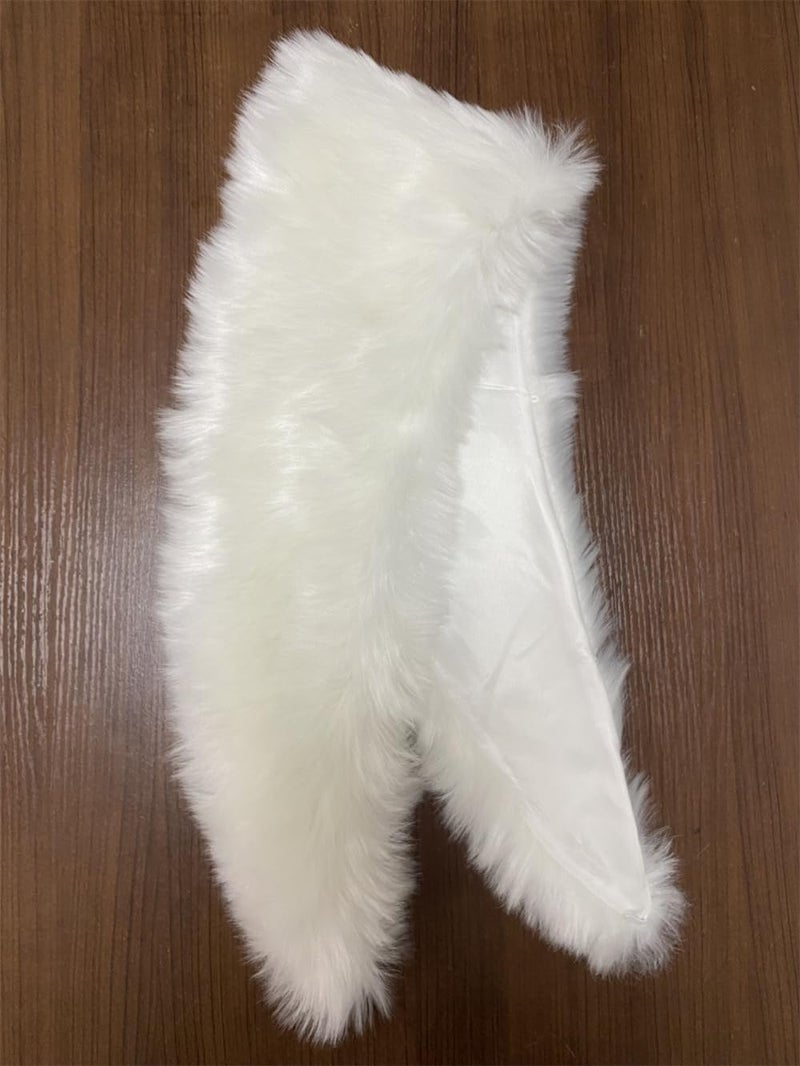 LDFWAY Women's Faux Fur Collar Scarf Wrap Stole Shawl Winter Neck Warmer (White 100cm/39.4inch) - Image 4