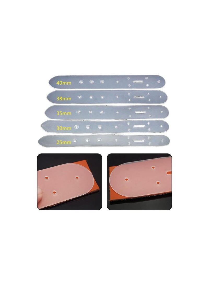 GGOOT 5Pcs Belt Holes Template Template Leather Carft Belt Punching Template DIY Set, 25/30/35/38/40mm  - Image 3