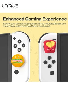 Unique 4PCS - Burger and French Fries Styling - Silicone Joycon Thumb Grip Caps, Soft Joystick Cover Caps Compatible with Nintendo Switch/OLED/Switch Lite, for Boys Girls Kids Teens  - Image 2