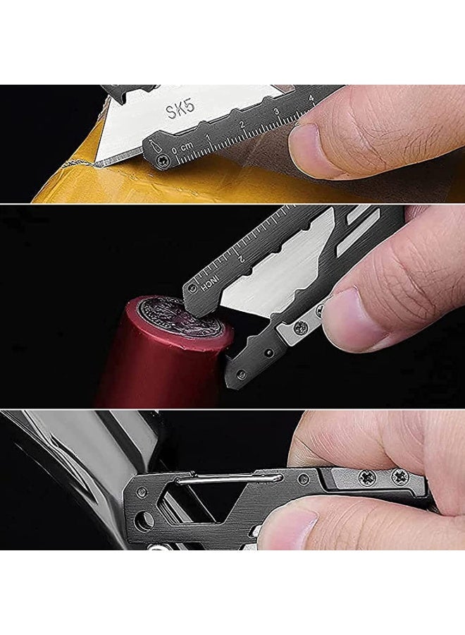 SKYFOX EDC Utility Knife, 7-in-1 Multitool Carabiner Clip Keychain, Box Cutter Pocket Knives with Bottle Opener, Adjustable Wrench and 5 Replacement Razor Blades,Ruler for Office, Camping by SkyFox - Image 5