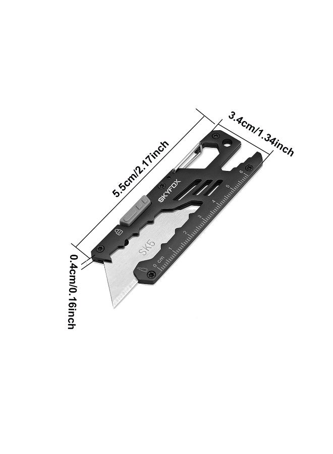 SKYFOX EDC Utility Knife, 7-in-1 Multitool Carabiner Clip Keychain, Box Cutter Pocket Knives with Bottle Opener, Adjustable Wrench and 5 Replacement Razor Blades,Ruler for Office, Camping by SkyFox - Image 2