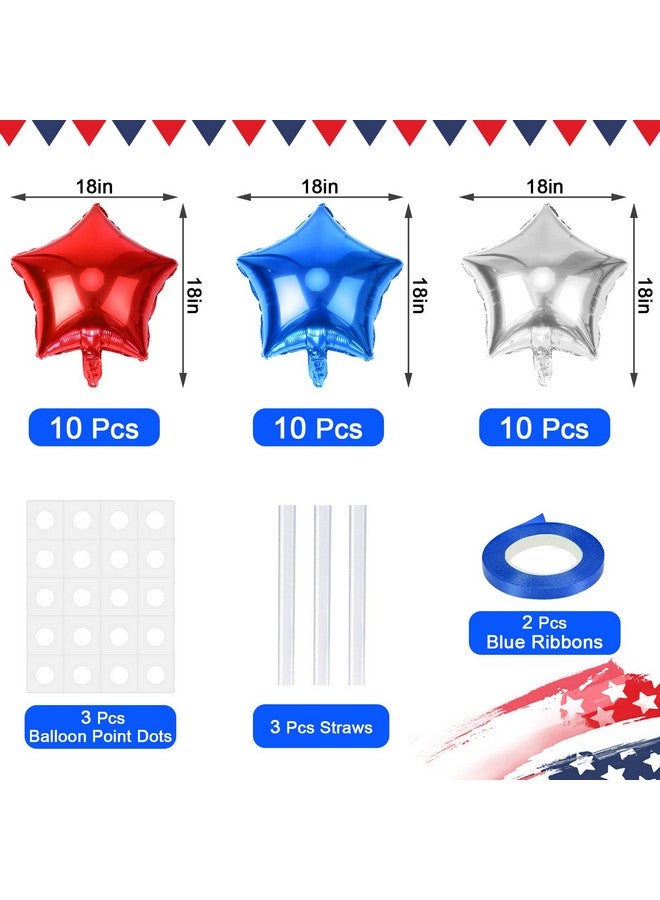 FEBSNOW Blue Red White Star Foil Balloons Decorations, FEBSNOW 30Pcs 18 inch 4th of July Balloons for Independence Day Patriotic Party Memorial Day Birthday Decorations Supplier  - Image 2