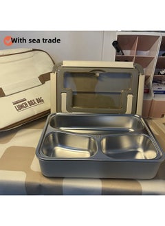 Generic Stainless Steel Student Lunch Box Primary School Special Separate Dishes Separate Sealed Stamped Microwave Oven Heating Lunch Box-Specifications:Three-frame Apricot Color -Color:Kangchu Yijia  - Image 5