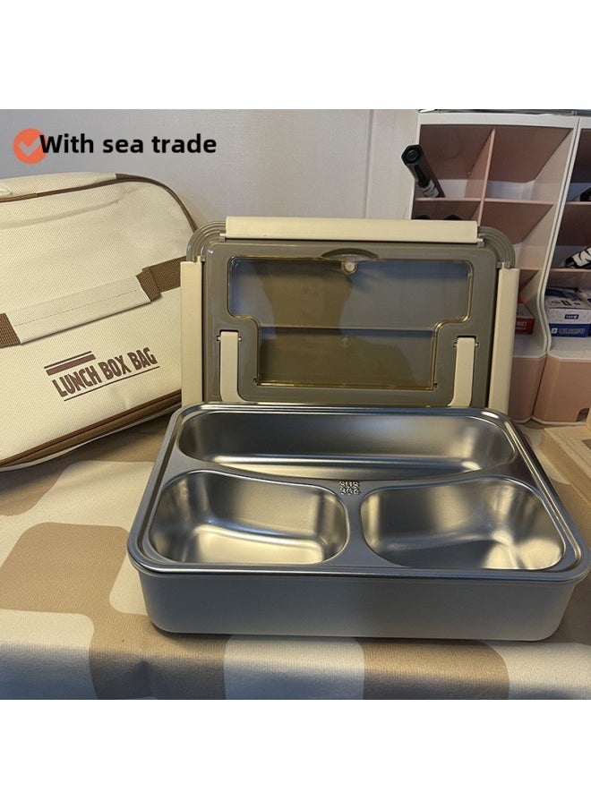 Generic Stainless Steel Student Lunch Box Primary School Special Separate Dishes Separate Sealed Stamped Microwave Oven Heating Lunch Box-Specifications:Three-frame Apricot Color -Color:Kangchu Yijia  - Image 5