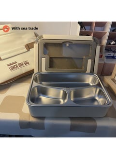 Generic Stainless Steel Student Lunch Box Primary School Special Separate Dishes Separate Sealed Stamped Microwave Oven Heating Lunch Box-Specifications:Three-frame Apricot Color -Color:Kangchu Yijia  - Image 2