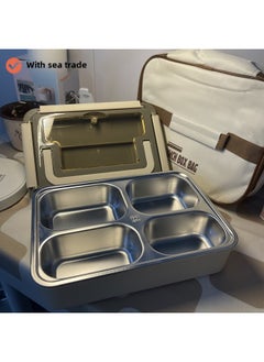 Generic Stainless Steel Student Lunch Box Primary School Special Separate Dishes Separate Sealed Stamped Microwave Oven Heating Lunch Box-Specifications:Three-frame Apricot Color -Color:Kangchu Yijia  - Image 3