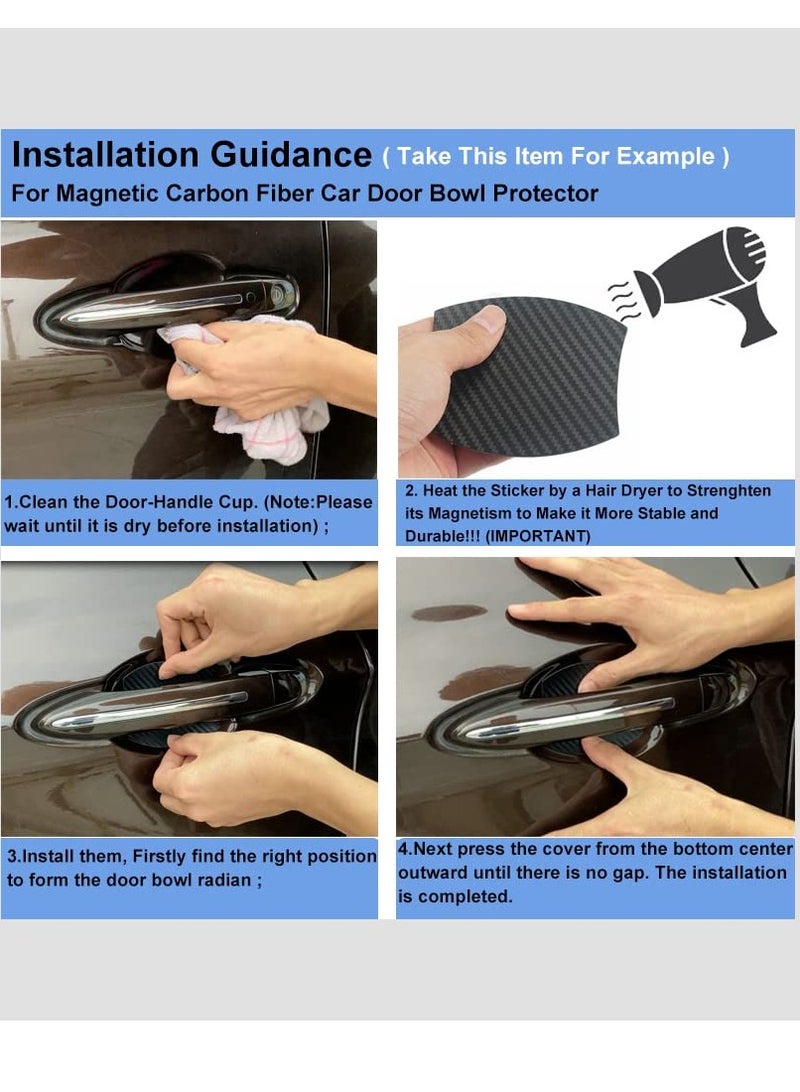 KASTWAVE Door Handle Cup Protection Sticker, Magnetic Carbon Fiber Door Bowl Protector Door Cup Anti-Scratch Protection Cover Sticker Scratch Protection TPU Universal for Cars, Suvs, Trucks, Etc. (4 Pieces) - Image 4