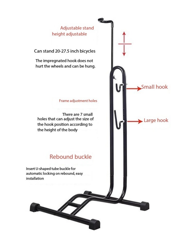 Home Indoor/Outdoor Garage Steel Bicycle Storage Rack - 4-Position Adjustable Ground Bike Stand with Sponge Protection - Image 3