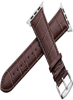 For Apple watch 42/44mm leather band, Crocodile Texture Leather Strap Wristband Replacement Compatible for iWatch 44mm/42mm, Brown
