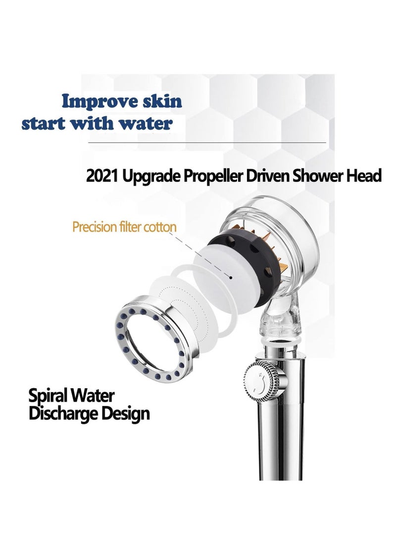 Y&D Shower Head, Head with Hose, Handheld Turbocharged Pressure Propeller Shower, Turbo Spa Massage - Image 2