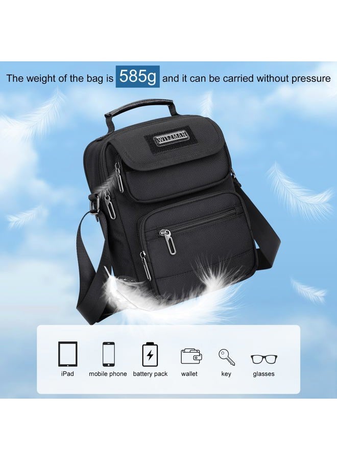 WITZMAN Crossbody Bag for Men Messenger Bag Lightweight Man Purse Small Nylon Casual Shoulder Bags for Work Travel, Black - Image 5