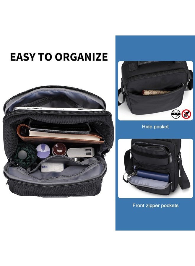 WITZMAN Crossbody Bag for Men Messenger Bag Lightweight Man Purse Small Nylon Casual Shoulder Bags for Work Travel, Black - Image 4