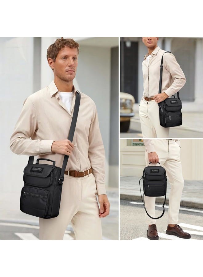 WITZMAN Crossbody Bag for Men Messenger Bag Lightweight Man Purse Small Nylon Casual Shoulder Bags for Work Travel, Black - Image 2