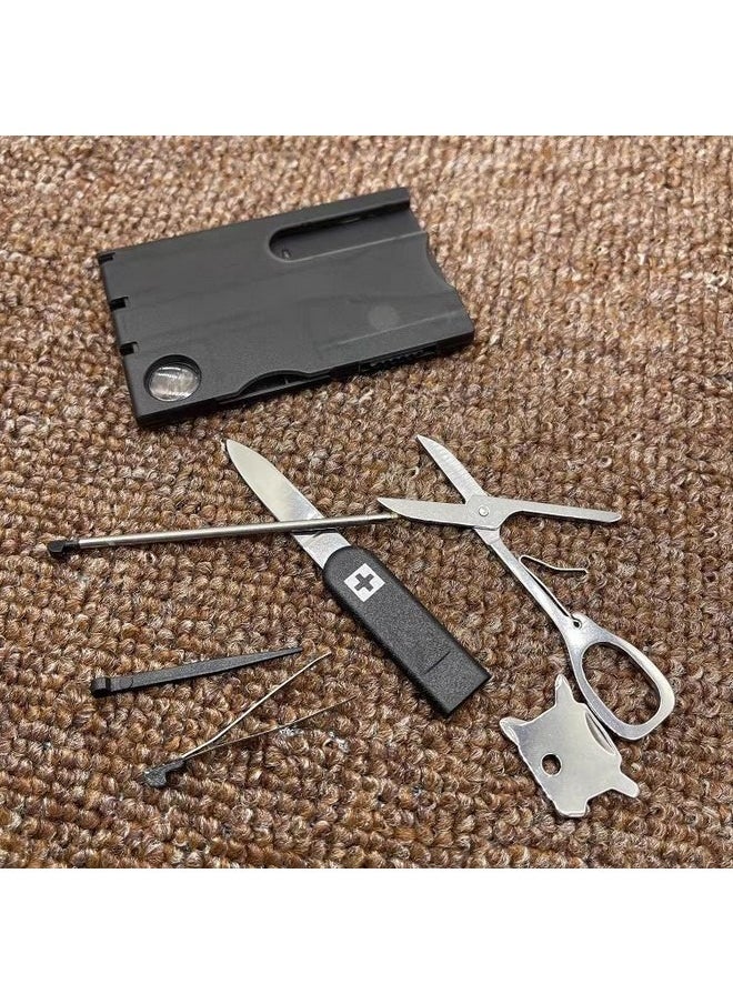 Beauenty Multifunctional Combination Knife Card with Survival Tool, Portable Outdoor Camping Tool Card with LED Light, Mini Ultra-thin Multifunctional Gadget  - Image 4