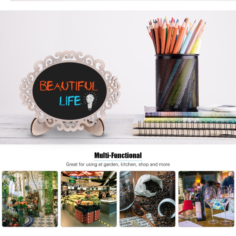 Mini Chalkboards: Tan Hollow Oval Cute Design - Easy To Write And Wipe Off With Wet Cloth Versatile Signs For Kitchen Home Organization Party Wedding Festive Events - Image 2