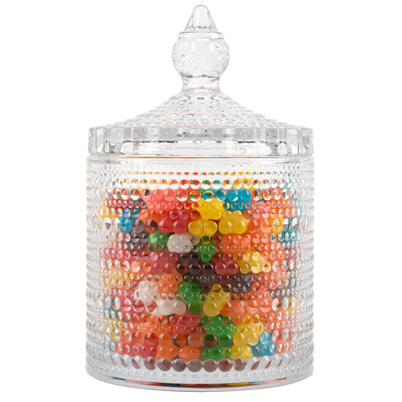 Cystone Hobnail Glass Candy Jars with Lid-22 OZ, Vintage Container for Cookie, Nut, Dried Fruit Storage, Biscuit Barrel, Decorative Glass Jars for Candy Buffet, Jewelry Box, Apothecary Jar - Image 1
