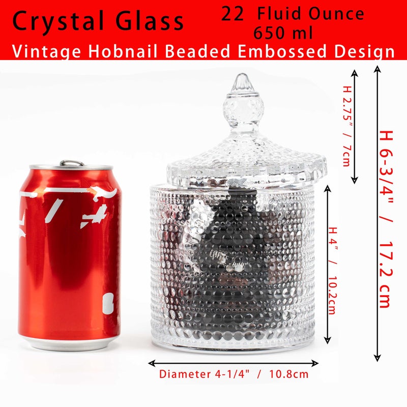 Cystone Hobnail Glass Candy Jars with Lid-22 OZ, Vintage Container for Cookie, Nut, Dried Fruit Storage, Biscuit Barrel, Decorative Glass Jars for Candy Buffet, Jewelry Box, Apothecary Jar - Image 3