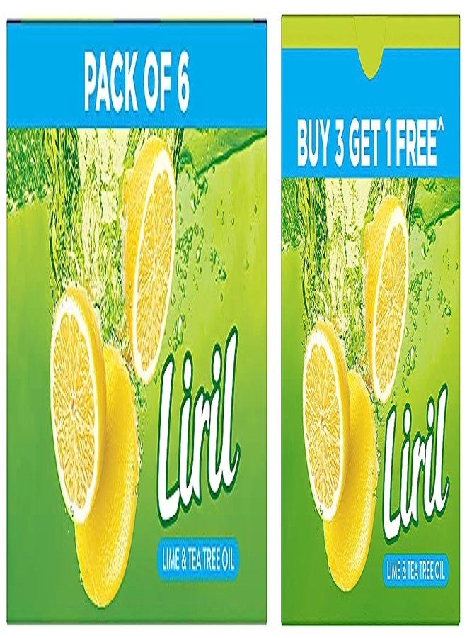 Liril Lemon & Tea Tree Natural Bathing Soap for Body 125 g (Combo Pack of 6) & Liril Lime and Tea Tree Oil Bath Soaps - Image 1
