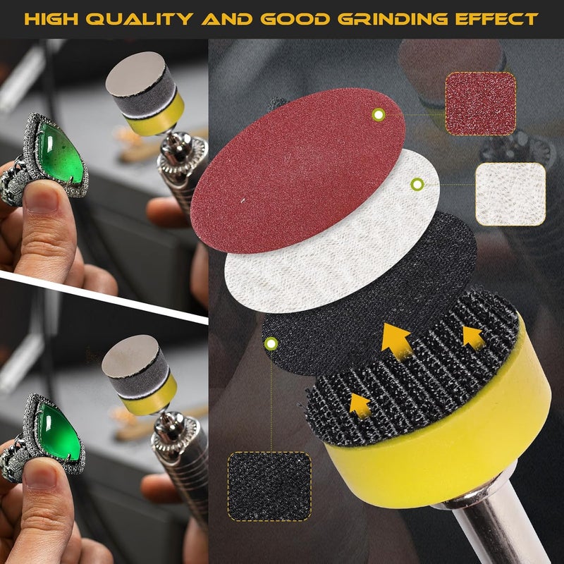GOH DODD 365 PCS 1 Inch Sanding Disc, Hook and Loop 60 to 10000 Grit Wet Dry Sandpaper Micro Sand Paper with 1/8" 1/4" Shank, Backing Pad, Foam Pads for Auto Metal Glass Resin Wood Polishing Sanding - Image 4