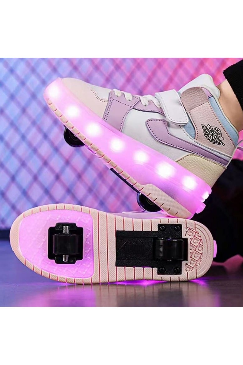 LITTLE ROCKZ Two Wheel LED Flash Light Fashion Shiny Sneaker Skate Heelys Shoes With Lightning Sole - Image 2