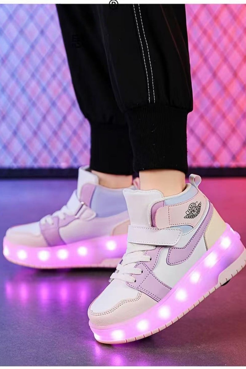 LITTLE ROCKZ Two Wheel LED Flash Light Fashion Shiny Sneaker Skate Heelys Shoes With Lightning Sole - Image 3