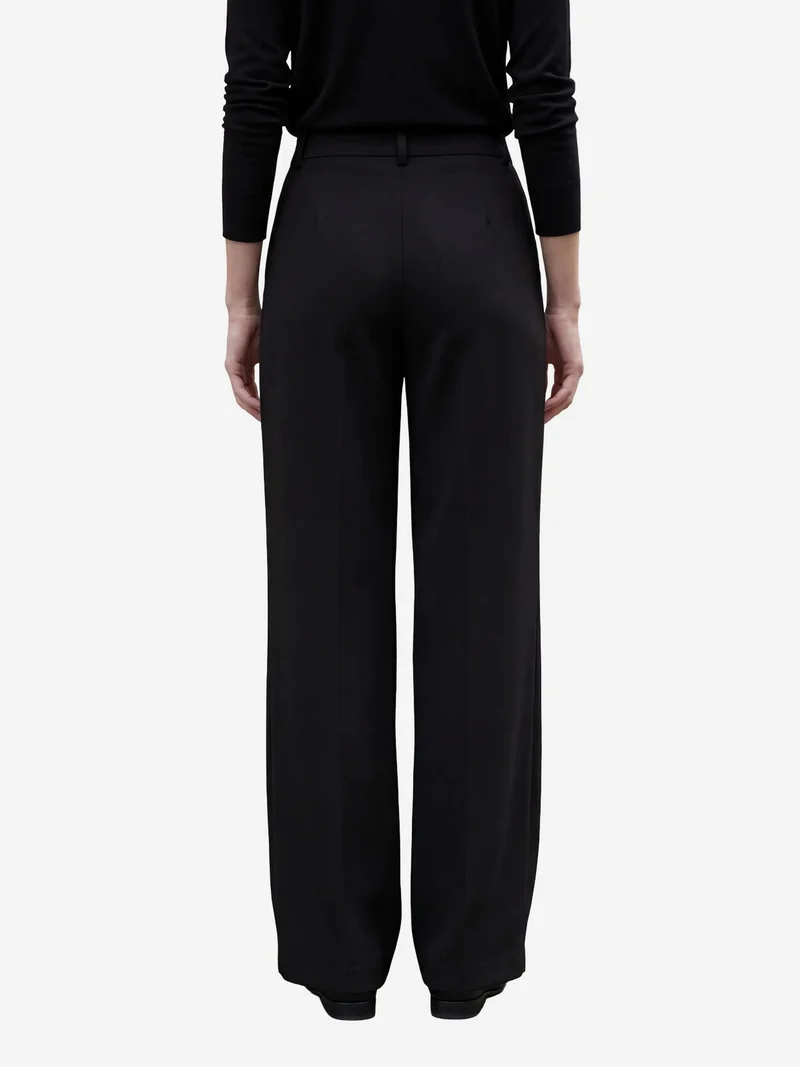 MY FASHION Black MY FASHION High Waist Pleated Straight Leg Trousers for Women | Best Price UAE