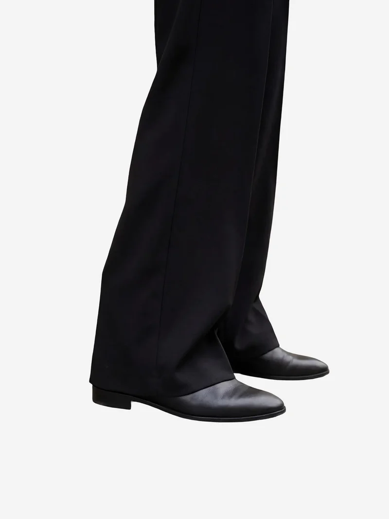 MY FASHION Black MY FASHION High Waist Pleated Straight Leg Trousers for Women | Best Price UAE