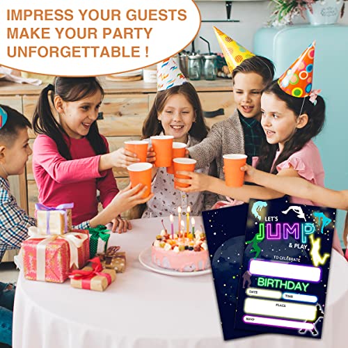 NYCTUG Let's Jump & Play Theme Birthday Invitation(4" X 6"), Bounce House, Trampoline Birthday Double-Sided Party Invites- 20 Invitations With Envelopes-Party Supplies-A08 - Image 5