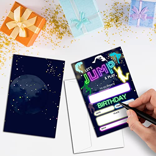NYCTUG Let's Jump & Play Theme Birthday Invitation(4" X 6"), Bounce House, Trampoline Birthday Double-Sided Party Invites- 20 Invitations With Envelopes-Party Supplies-A08 - Image 3