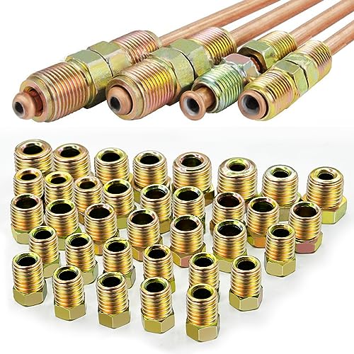 Tnisesm 35 PCS Threads Brake Line Fittings Assortment kits for 3/16"(19 Fittings) and 1/4" (16 Fittings) Inverted Flares Brake Line Tube - Image 1