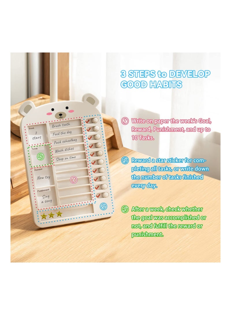 Captaintech Upgraded My Chores Checklist Task Board for Kids - Habit Tracker or Daily and Weekly Planner, Reward Chart and Behavior Chart for Kids at Home (White), Chore Chart for Kids Multiple Kids, Efficiency - Image 4
