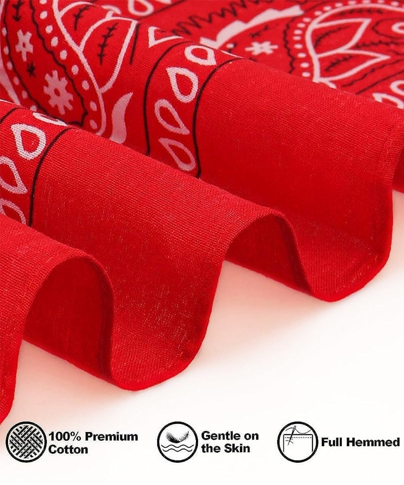 DIKHAWA Unisex Soft Breathable Cotton Paisley Printed Cowboy Bandanas,Headband,Scarf (BLACK,RED,ROYAL BLUE,NAVY_50CM X 50CM_Pack of 4) - Image 5