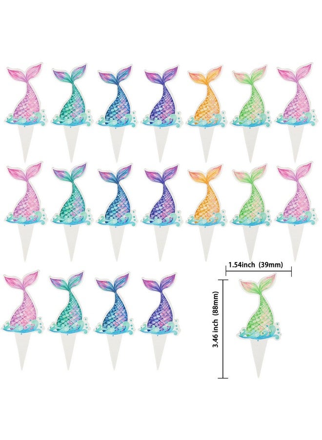 Ephlyn 36Pcs Mermaid Tail Cupcake Toppers Mini Under the Sea Mermaid Tail Cake Topper Decorations Mermaid Cupcake Picks for Mermaid theme Birthday Party Decoration Baby Shower Supplies - Image 2