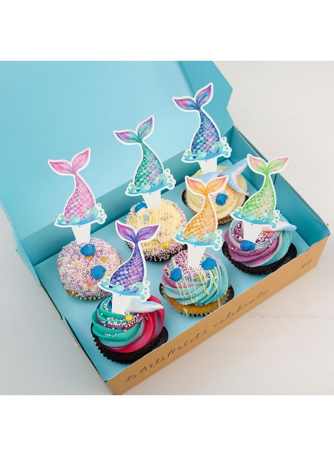 Ephlyn 36Pcs Mermaid Tail Cupcake Toppers Mini Under the Sea Mermaid Tail Cake Topper Decorations Mermaid Cupcake Picks for Mermaid theme Birthday Party Decoration Baby Shower Supplies - Image 5