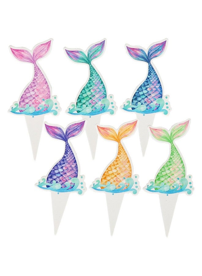 Ephlyn 36Pcs Mermaid Tail Cupcake Toppers Mini Under the Sea Mermaid Tail Cake Topper Decorations Mermaid Cupcake Picks for Mermaid theme Birthday Party Decoration Baby Shower Supplies - Image 3